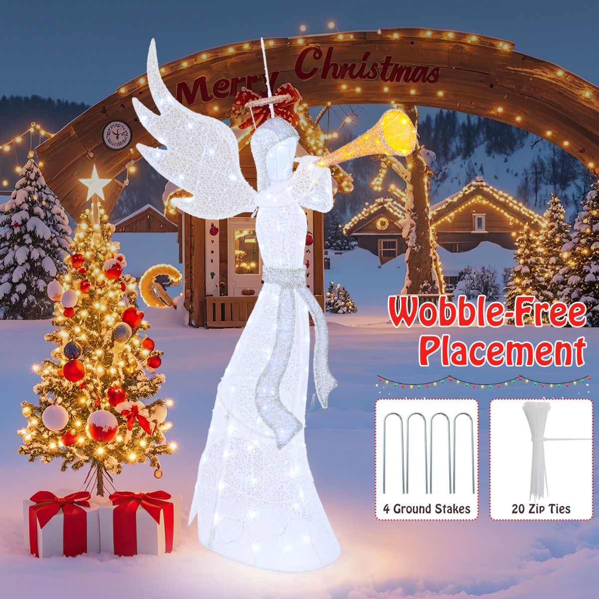 Coast Verlichte Kerstengel voor Binnen en Buiten – Warm & Koel Wit – 100 LED – IP44 – 88 x 58 x 156 cm