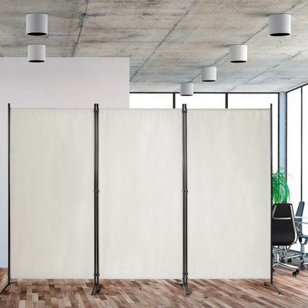Coast 3 Panelen Roomdivider - Inklapbaar - 260 x 183 cm - Wit - Polyester/Staal