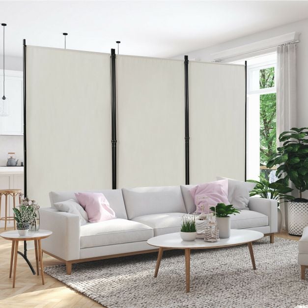 Coast 3 Panelen Roomdivider - Inklapbaar - 260 x 183 cm - Wit - Polyester/Staal