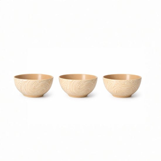 alpina Ceramic Bowl 3-delig - Set van 3 Amuseglaasjes van Keramiek - Inhoud 0,2 Liter per Stuk - Rond - Ideaal voor Ontbijt, Snacks of Desserts - 10,5x10,5x19,5 cm - Lichtbruin - 2 Jaar Garantie