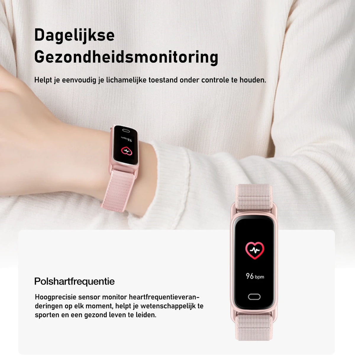 FITTEK GTL1 Smartwatch - Magnetisch Opladen - Roze