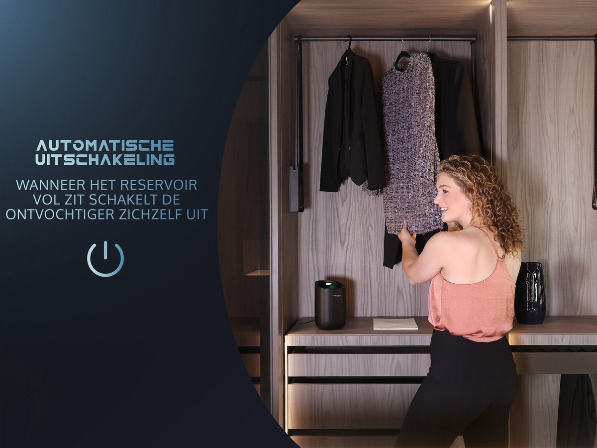 JAP Appliances Enivio D3 - Stille Luchtontvochtiger (<35 dB) voor in de slaapkamer en badkamer - 300ml per dag - Geschikt voor ruimtes tot 15m² - Zwart