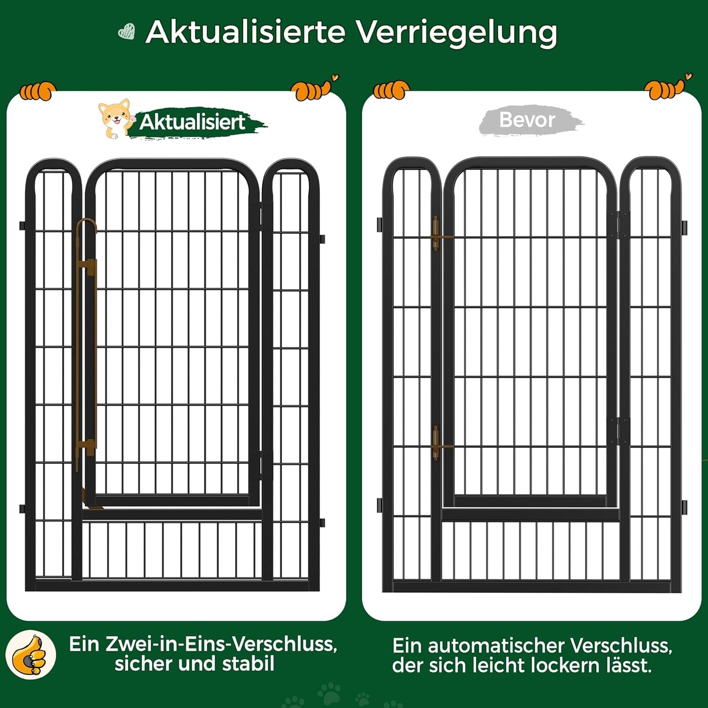 Yaheetech Puppyren 6-delige Metalen Puppyloopstal met Deur - 100 cm Hoog - 68 x 100 cm per Paneel - Zwart