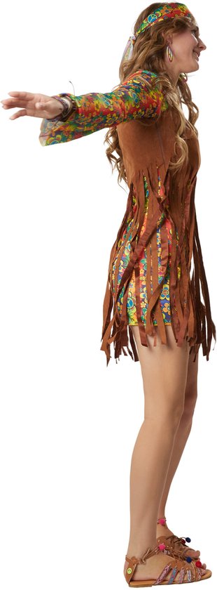 dressforfun - Rebelse Hippie Squaw L - verkleedkleding kostuum halloween verkleden feestkleding carnavalskleding carnaval feestkledij partykleding - 302625