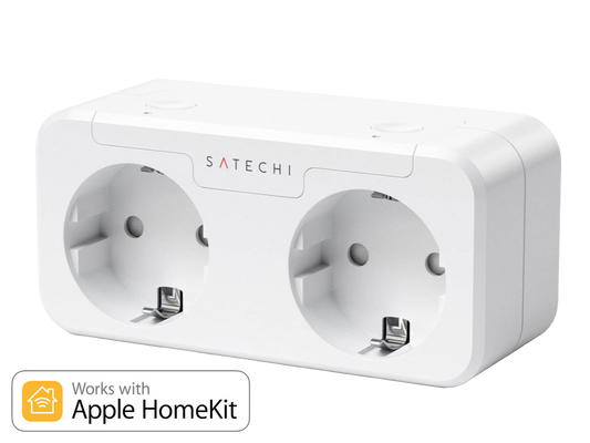 Satechi Dual Smart Outlet Wifi Stekkerdoos - 2 Stopcontacten Apart Bedienbaar - Apple HomeKit en Siri - met Verbruiksmeter