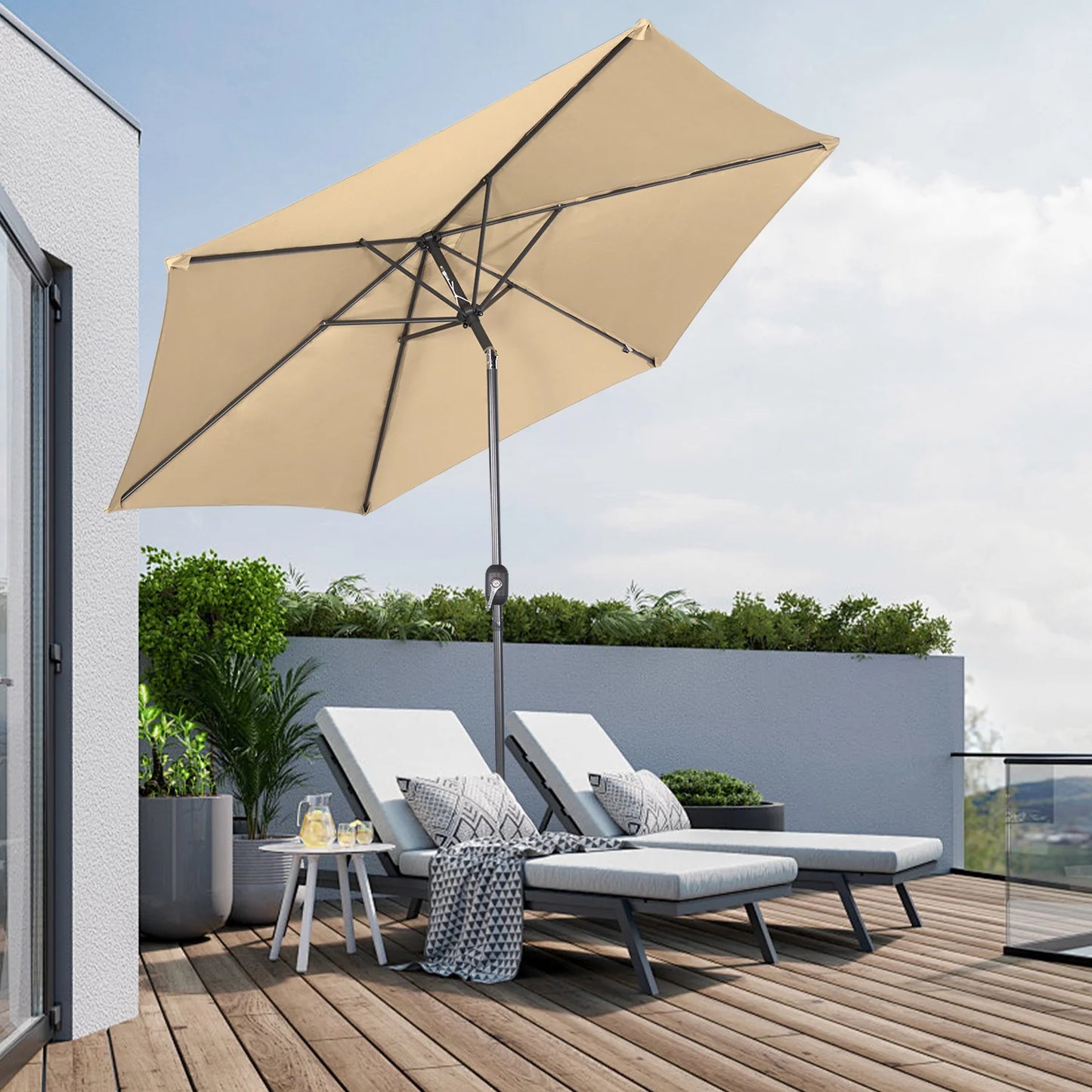 Angel Living 300cm Zweefparasol Rechthoekig - Parasol met Kruisvoet en Draaibare Arm - Rood