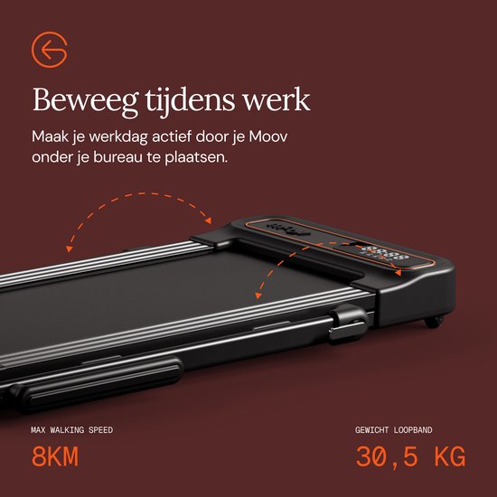 Moov Walk Loopband Inklapbaar - Walking Pad – Opvouwbare Wandelband - Treadmill 1-8 km/u – Incl. Accessoires