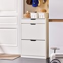 Schoenenkast met 2 Kleppen en Lade – Wit – 60×30×90 cm – Moderne Hal Schoenenopberger