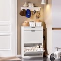Schoenenkast met 2 Kleppen en Lade – Wit – 60×30×90 cm – Moderne Hal Schoenenopberger