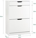 Schoenenkast met 2 Kleppen en Lade – Wit – 60×30×90 cm – Moderne Hal Schoenenopberger