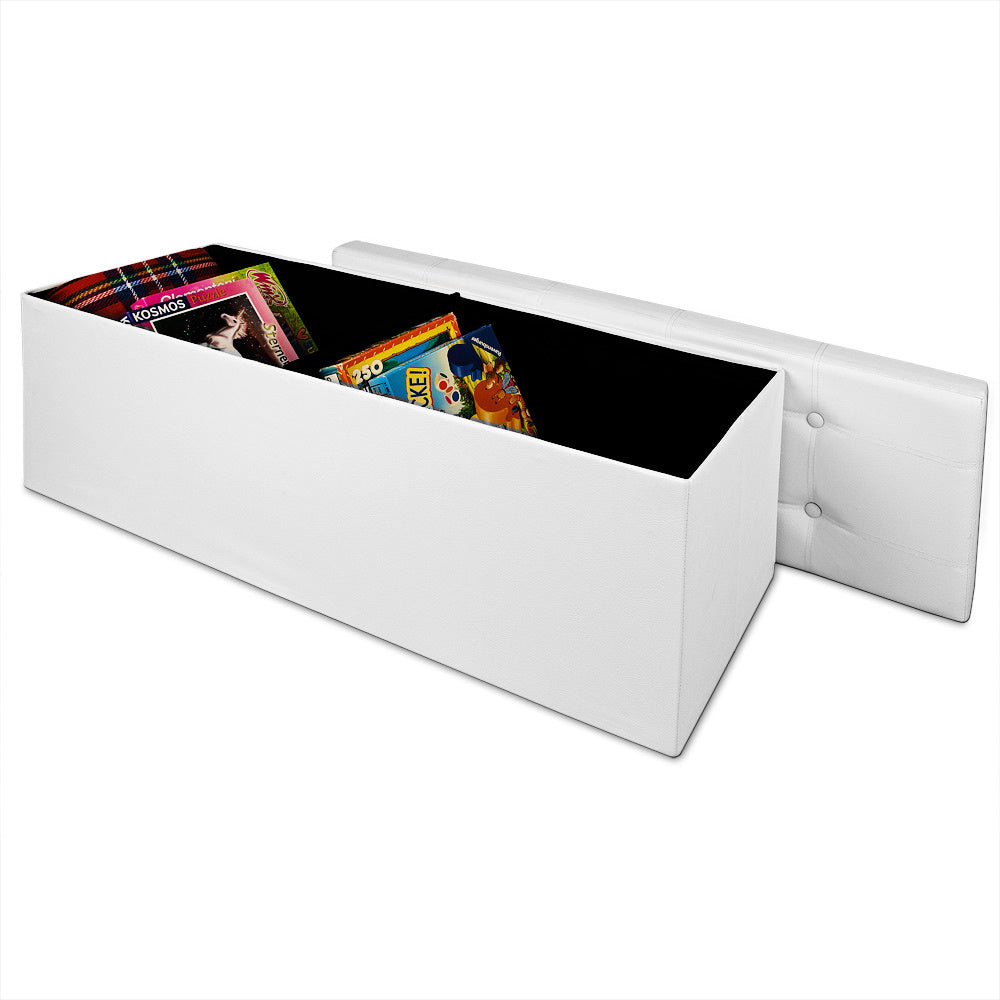 Casaria Zitbank met Opbergruimte \\u2013 115x40x40cm Kunstleer 131L - Wit