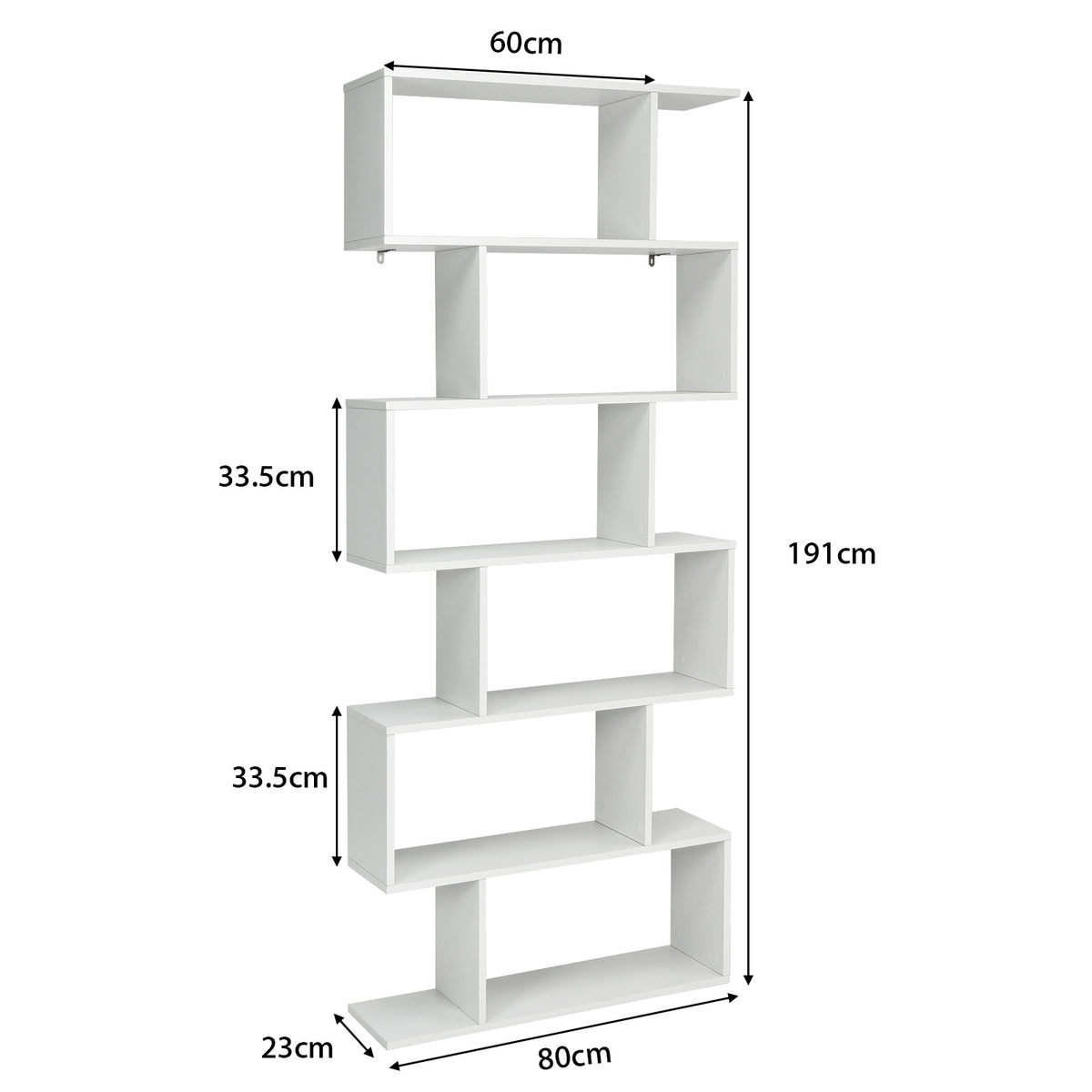 Coast 6- Level S-Shape Boekenkast - 80 x 23 x 191 cm - Wit