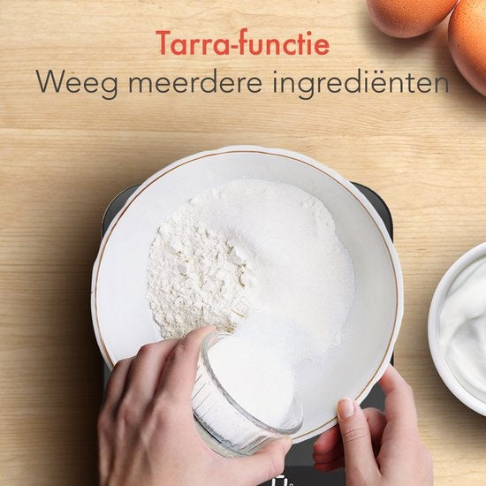 KitchenBrothers Keukenweegschaal - Weegschaal Keuken - Digitaal - 1g tot 10kg - Inclusief Batterijen - RVS/Gunmetal Black