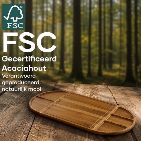Villux Tapasplank - Borrelplank - Serveerplank - Kaasplank - Hapjesplank - Taspasplank Acacia - Borrelplank Magnetisch- Inclusief Ebook - 66CM