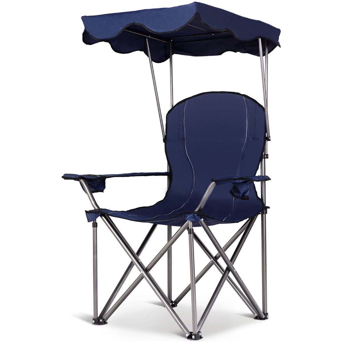 Coast Opvouwbare campingstoel- zonneluifel- bekerhouder Draagtas-96,5 x 67,5 x 130 cm - blauw