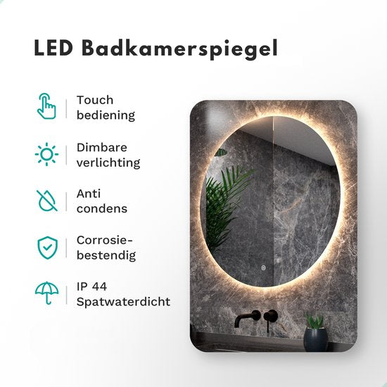 Mirlux Badkamerspiegel met LED Verlichting & Verwarming – Wandspiegel Rond – Anti Condens Douchespiegel - 100CM