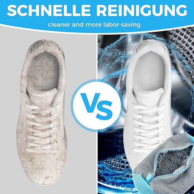 CNMTCCO - 2 stuks schoenwasmachinetas, Waszakken voor de Wasmachine met Ritssluiting, pluche schoenenwaszak,360° reiniging van de tas,multifunctionele bescherming voor sportschoenen - tennisschoenen -grijs