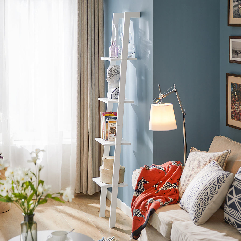 SoBuy Ladderrek FRG15-W - Wit - 4 Planken - 33 x 23 x 180 cm