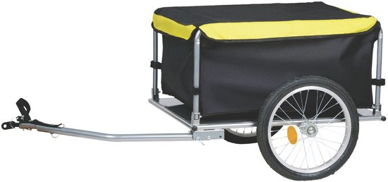 Dunlop Fietskar - Fiets Aanhanger - Fietsaanhanger voor Spullen - Fietskar bagage Opvouwbaar - Fietskar met Reflectoren en Verstelbare Regenhoes - Geel