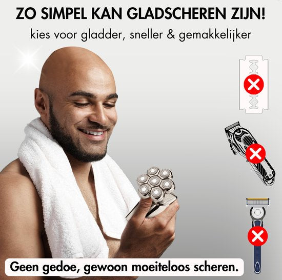 6-in-1 Scheerapparaat Mannen – Trimmer - Tondeuse - Sansbeauté® SkullSharp PRO MAX - Elektrisch Gezichts- & Hoofdscheerapparaat - Skull Shaver - Hoofd Kaal Scheren – Nat & Droog - Elektrisch