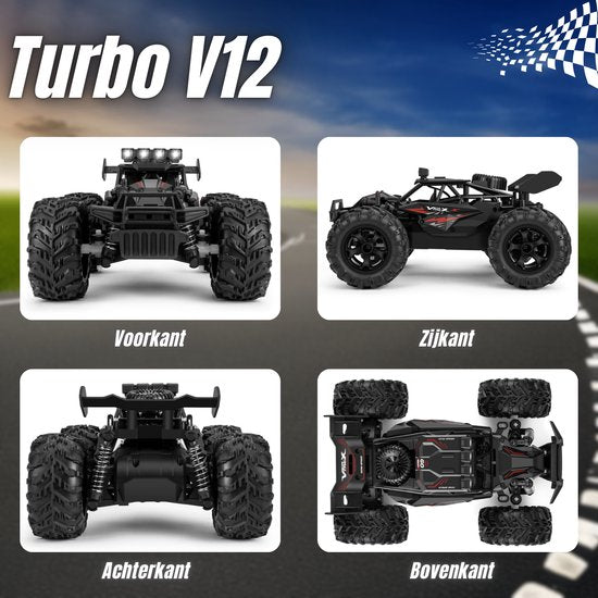 Vertrex Turbo V12 RC Bestuurbare Auto - Afstandsbestuurbare Race Speelgoed - Volwassenen & Jongens - voor Buiten - Radiografisch Afstandbestuurbaar - 209 x 121 x 257mm