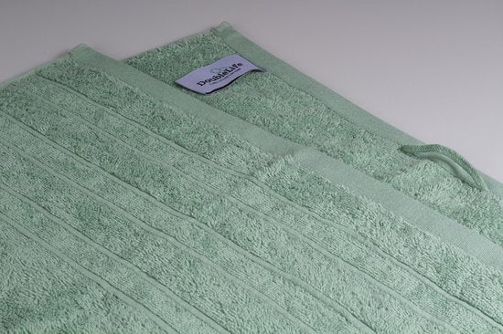 DoubleLife Handdoeken XL 70x140 cm - Set van 4 - 100% Katoen, waarvan 50% Gerecyclede Katoen - GRS Gecertificeerd - Stone Green