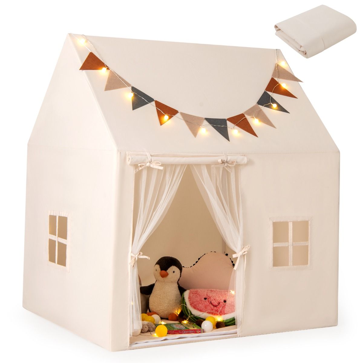 Coast Speeltent voor Kinderen - Incl. Lichtsnoer - 123 x 107 x 137 cm - Beige