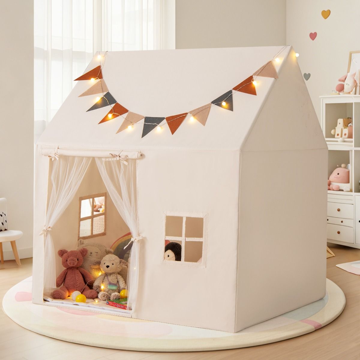 Coast Speeltent voor Kinderen - Incl. Lichtsnoer - 123 x 107 x 137 cm - Beige
