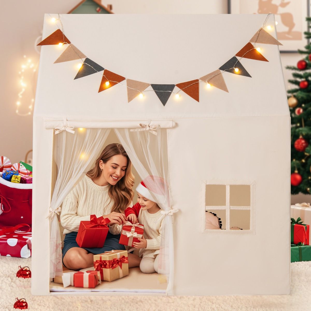Coast Speeltent voor Kinderen - Incl. Lichtsnoer - 123 x 107 x 137 cm - Beige
