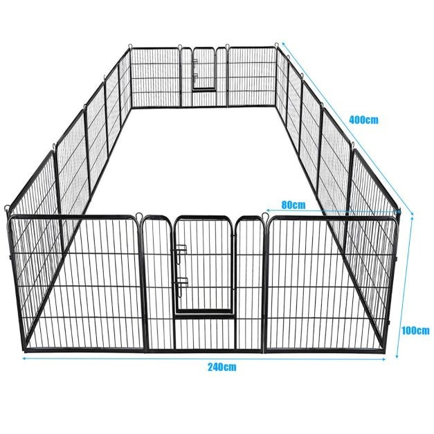Coast 8-delige Opvouwbare Metalen Hondenren - Zwart - 212 x 212 x 100