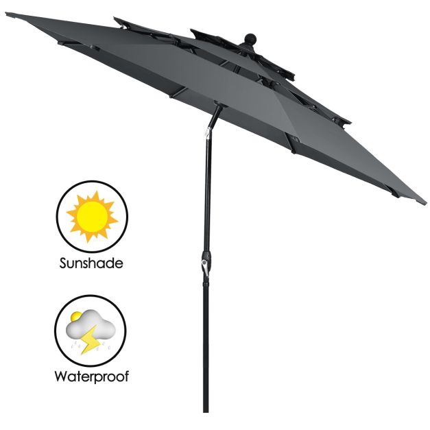 Coast Parasol - 300 cm - Knikbaar - Windbestendig - Aluminium - UV Bescherming - Grijs