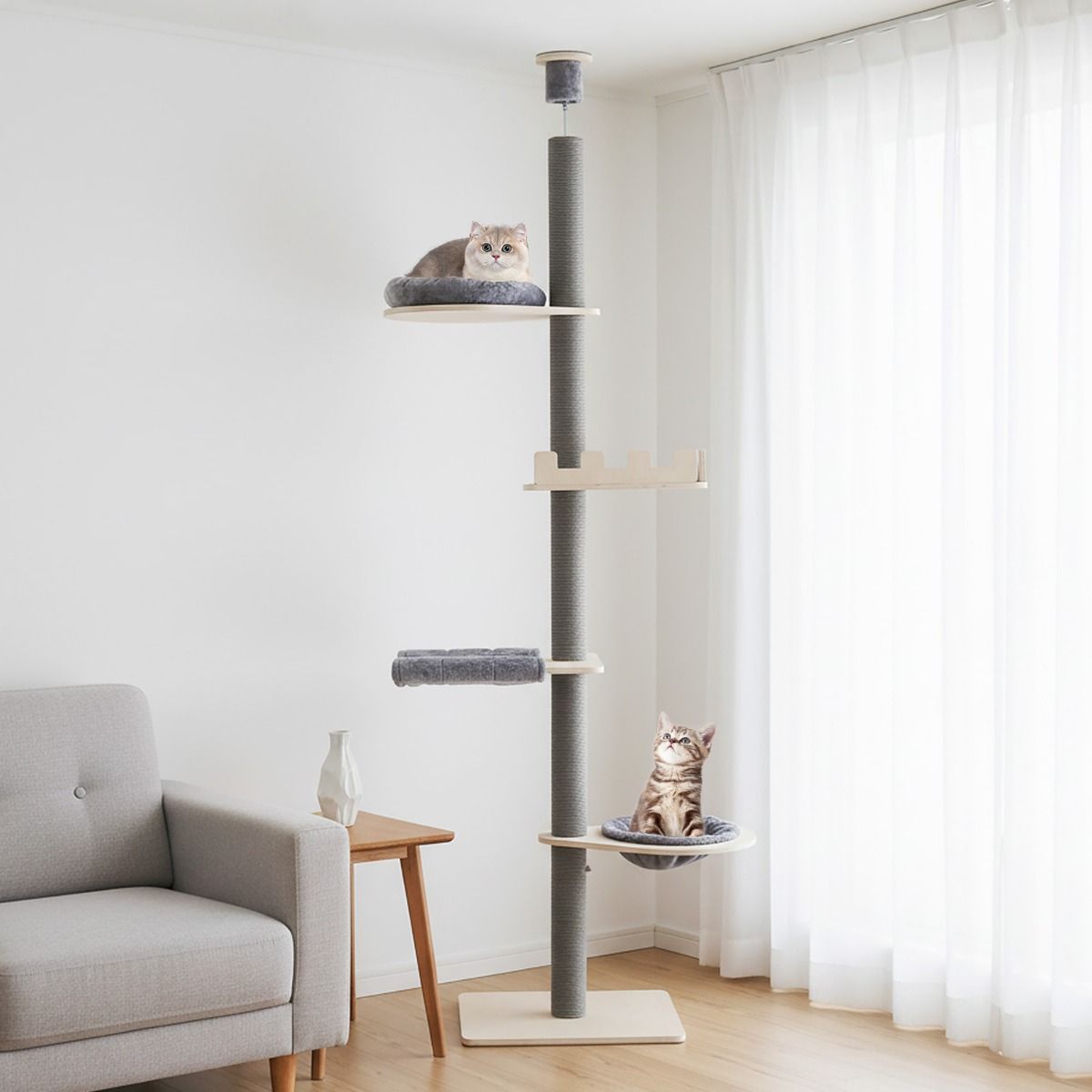 Coast Krabpaal Vloer-Plafond 5 Niveaus Verstelbare Hoogte 236-271 cm - Grijs