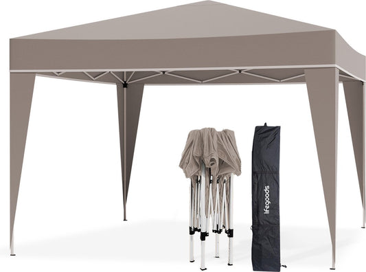 LifeGoods Partytent - Paviljoen - EasyUp - Opvouwbaar - Waterdicht - Met Draagtas - 300 x 300 cm - Beige