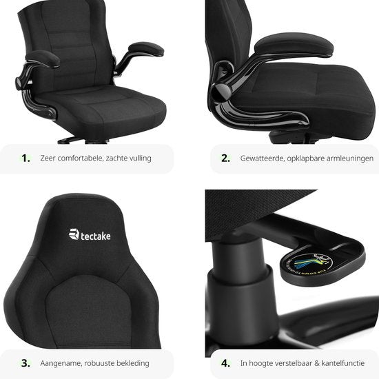 tectake® - bureaustoel gamingchair - luxe burostoel kantoorstoel - racingstoel burostoel gamestoel Springsteen - zwart