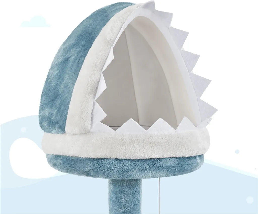 Yaheetech Oceaan Kattenboom 93 x 55 x 184 cm - Blauw/Wit - Krabpaal met Kattenhuizen en Sisalpalen