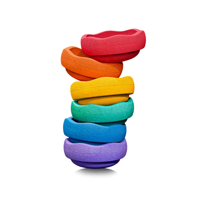 Stapelstenen - Balanceerstenen - regenboog - 6 stuks - Balans speelgoed - Rond