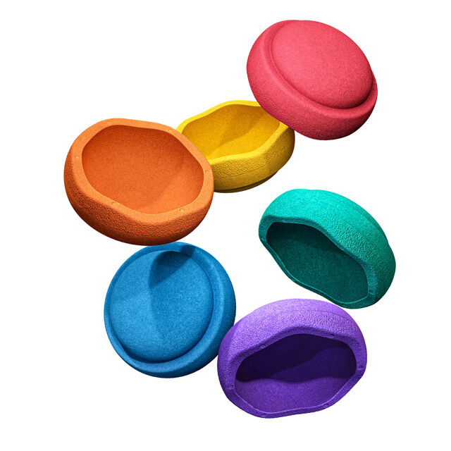 Stapelstenen - Balanceerstenen - regenboog - 6 stuks - Balans speelgoed - Rond
