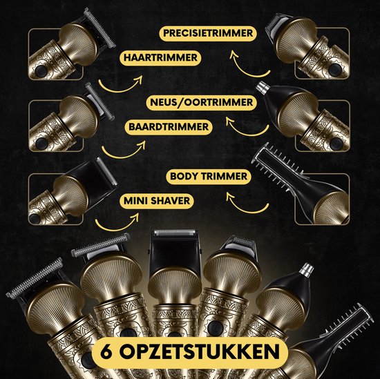 6-in-1 Baardtrimmer Mannen - Incl. 6 opzetstukken - Sansbeauté® - Tondeuse - 0.5-15MM
