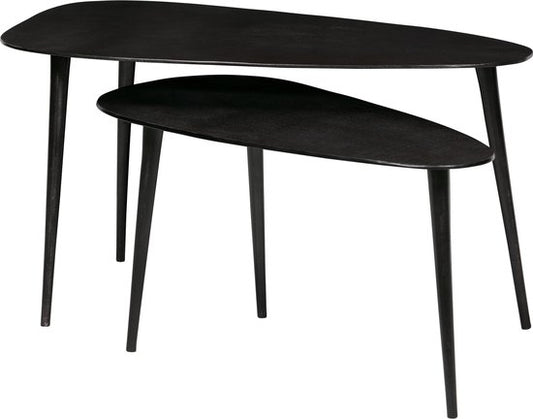 WOOOD Triangle Bijzettafel - Metaal - Zwart Nikkel - 49x89x49 - Set van 2