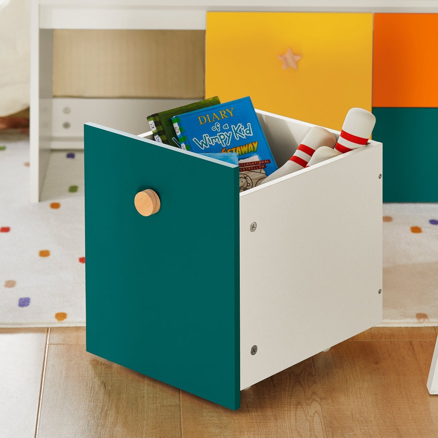 SoBuy Opbergbank Kinderen met 2 Kasten en 2 Lades - Max. 150 kg - 100 x 37 x 46 cm - Kleurrijk