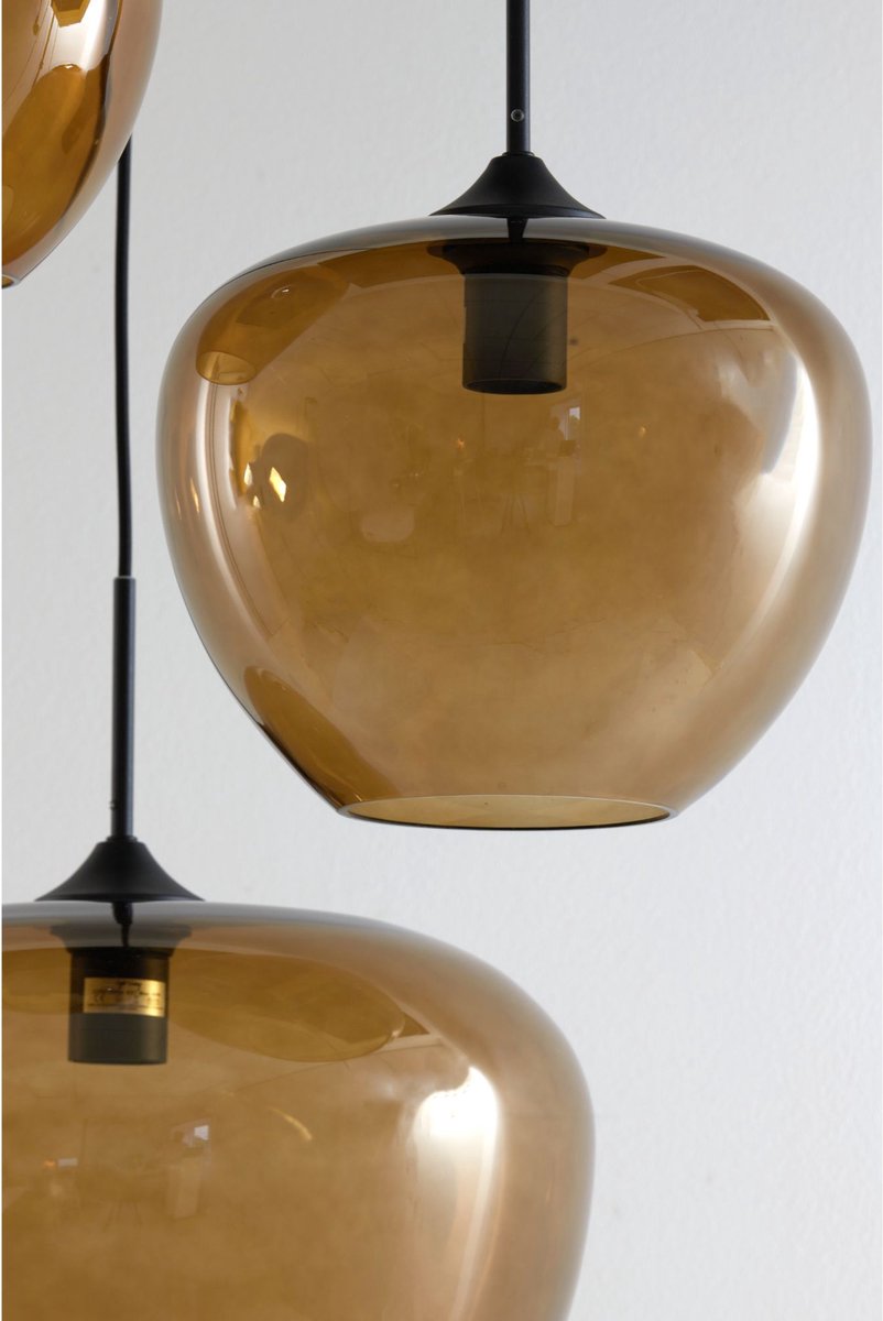 Light & Living Hanglamp Mayson - Bruin Glas - Ø40cm - 3L - Modern - Hanglampen Eetkamer, Slaapkamer, Woonkamer