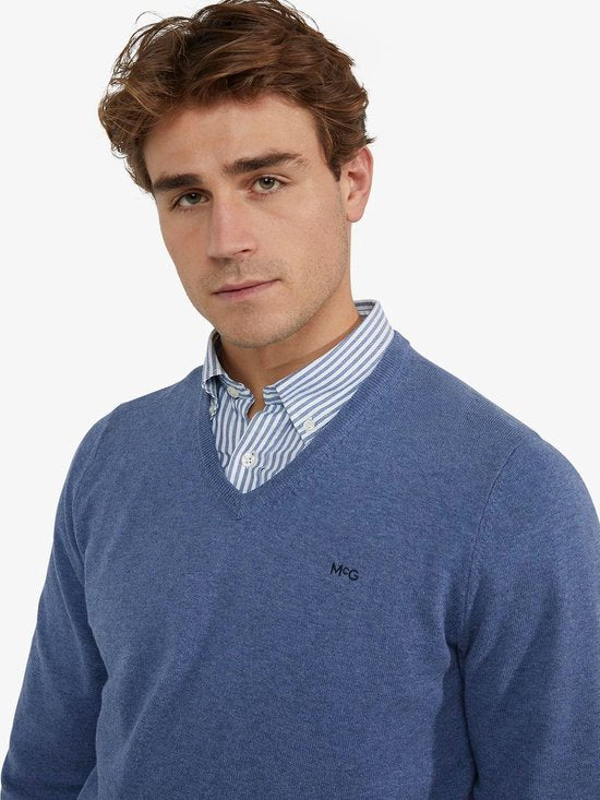 McGregor Trui Merinowol V-Hals Vintage Blauw - Maat XXL - Heren - Pullovers