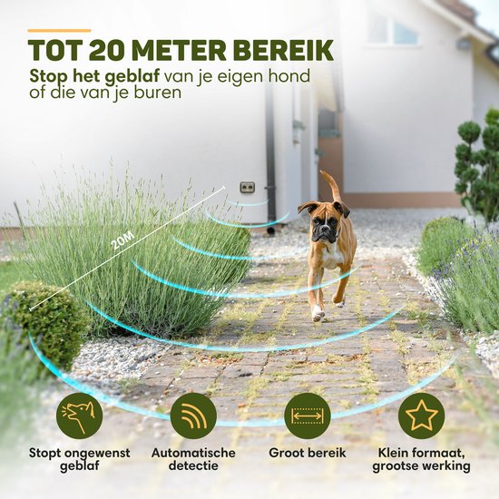 Vulpes Goods® Pets Anti Blaf Apparaat MINI PRO - Ultrasone - Oplaadbaar & Automatische Werking - Voor Alle Honden - Waterproof - 2 Krachtige Speakers - Zonder Schok - Binnen & Buiten