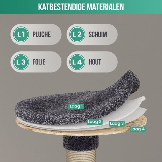 Avalo Krabpaal Voor Katten Met 7 Niveaus - 137x50x50 CM - Donkergrijs