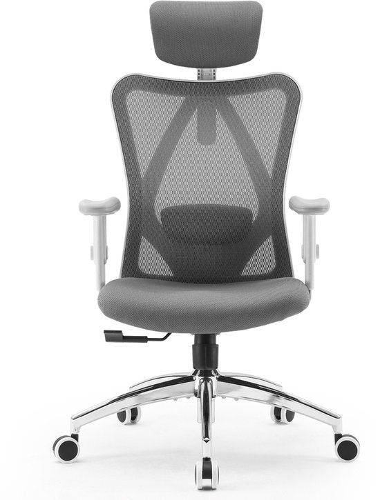 SIHOO M18 Ergonomische Bureaustoel-Ademend Mesh Design-Verstelbare Hoofdsteun & Lendensteun-Grijs