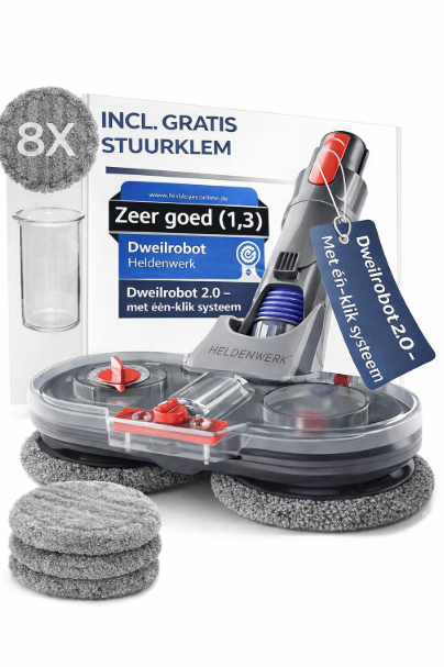 HELDENWERK Dweilopzetstuk voor Dyson V6 stofzuiger, Dyson accessoires, dweilopzetstuk, elektrische vloerwisser met watertank, vulreservoir en 8 wasbare mops
