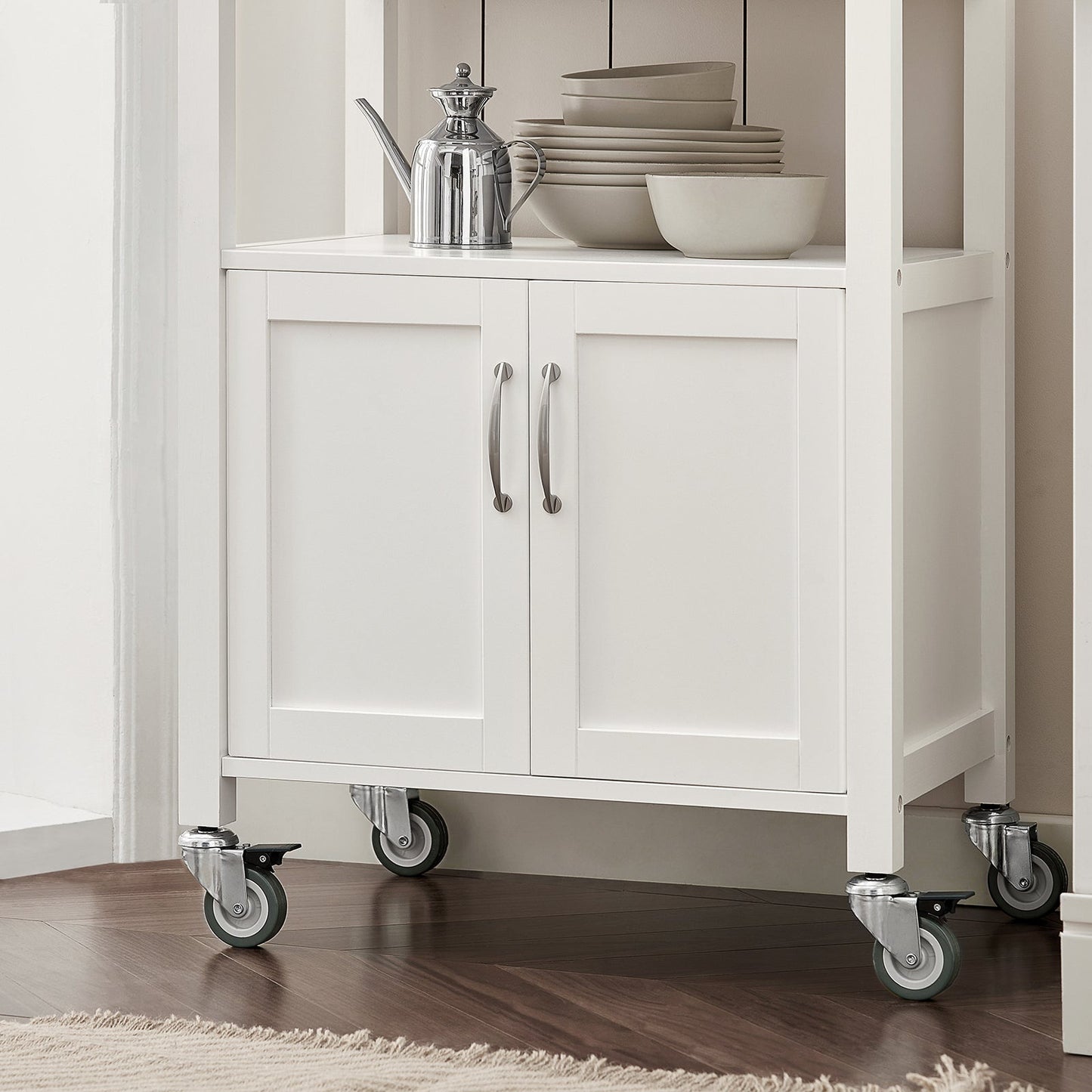 SoBuy Keukenwagen met 1 lade en 2 deuren - Max. 30KG - 44,5 x 60 x 90 cm - Wit