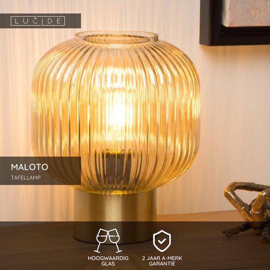 Lucide MALOTO - Tafellamp - Ø 20 cm - 1xE27 - Amber