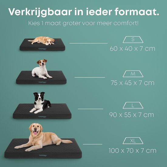 CozySense® Orthopedisch Hondenkussen 60 X 40 Cm – Maat S - Waterdicht – Geschikt Als Benchkussen & Hondenbed - Wasbare Hoes - Zwart