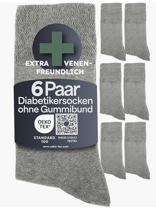 HELDENWERK - Gezondheidssokken & Diabetessokken - 6 Paar - Grijs Katoen - Zonder Knelboord & Naadloos - Maat 43-46 - Drukarm & Ademend - Unisex